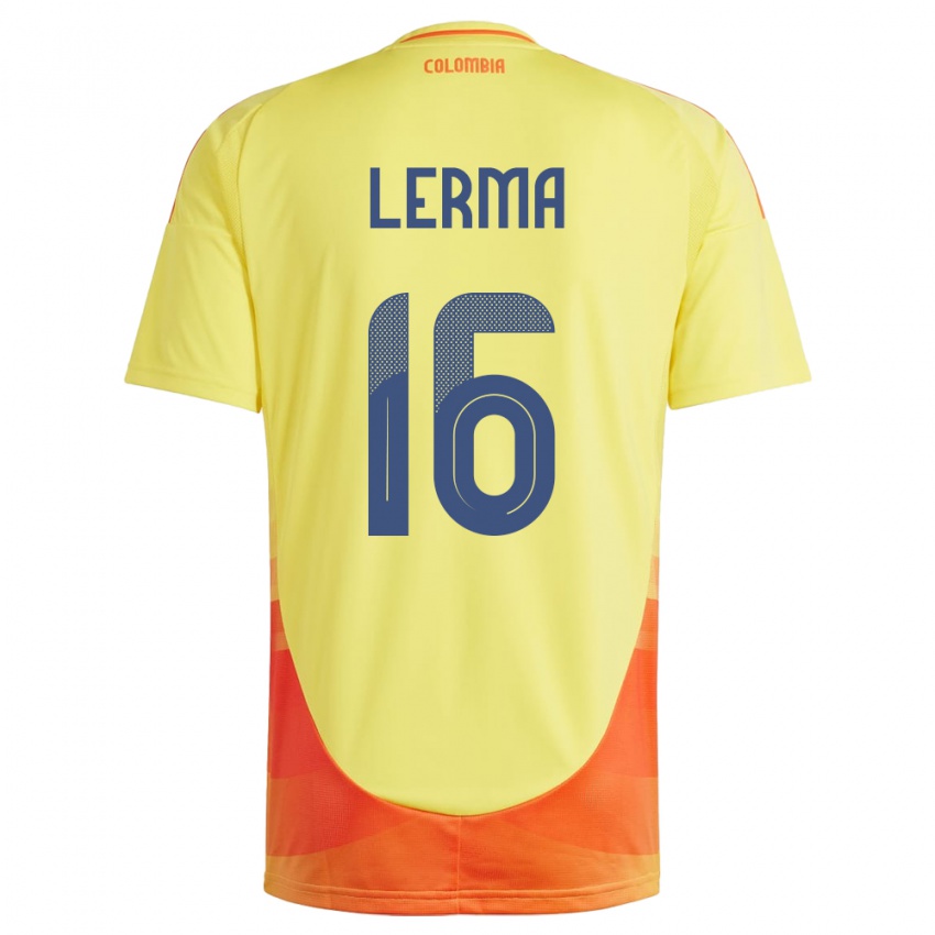 Heren Colombia Jefferson Lerma #16 Geel Thuisshirt Thuistenue 24-26 T-Shirt België