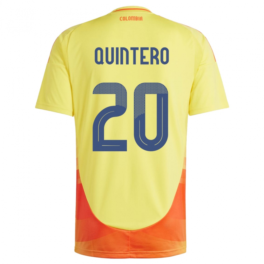 Herren Kolumbien Juan Fernando Quintero #20 Gelb Heimtrikot Trikot 24-26 T-Shirt Belgien