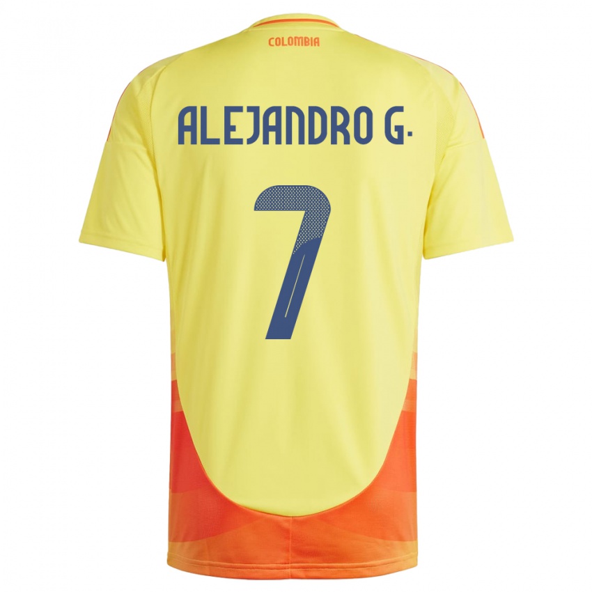 Heren Colombia Alejandro García #7 Geel Thuisshirt Thuistenue 24-26 T-Shirt België
