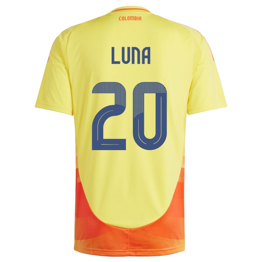 Heren Colombia Daniel Luna #20 Geel Thuisshirt Thuistenue 24-26 T-Shirt België