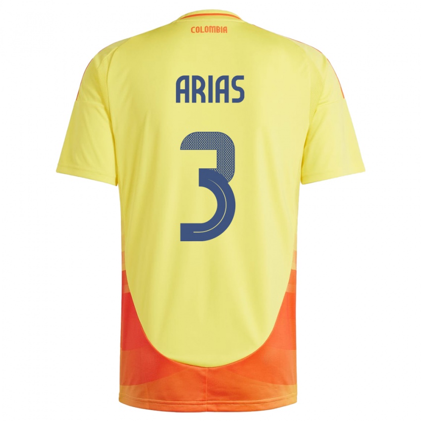 Heren Colombia Daniela Arias #3 Geel Thuisshirt Thuistenue 24-26 T-Shirt België