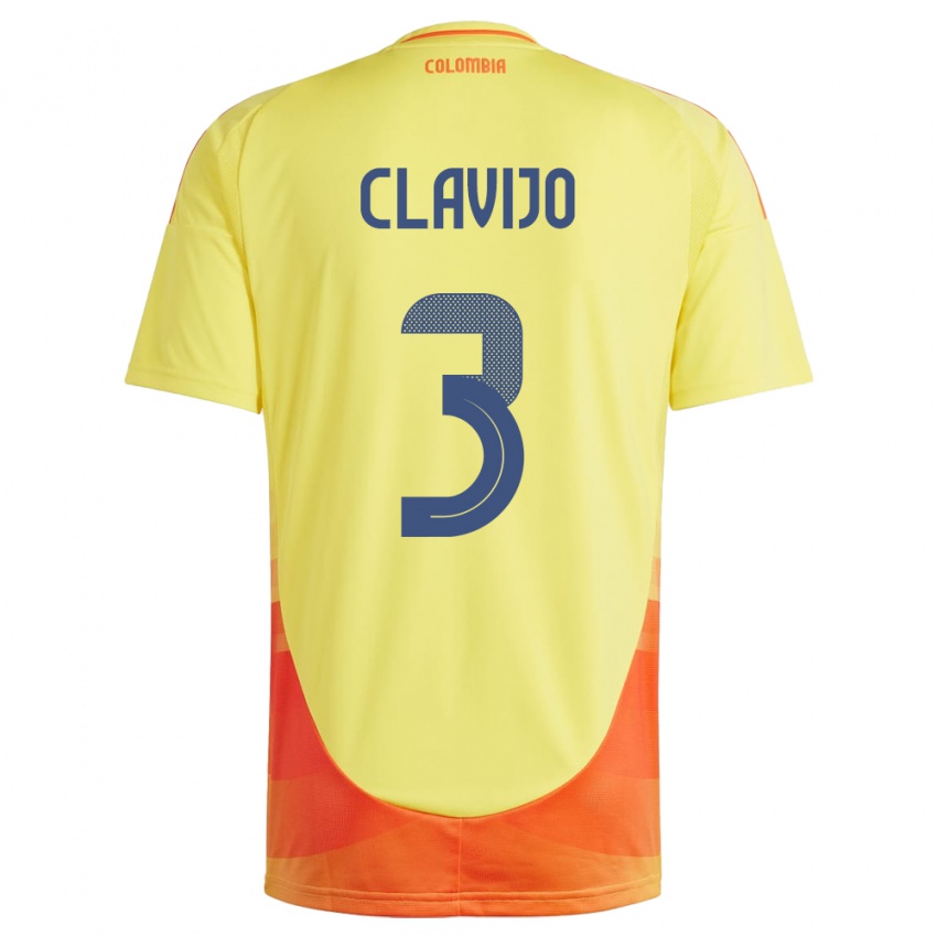 Heren Colombia Ángela Clavijo #3 Geel Thuisshirt Thuistenue 24-26 T-Shirt België