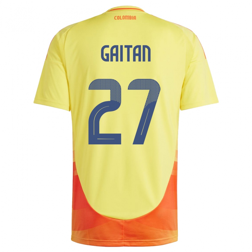 Heren Colombia Natalia Gaitán #27 Geel Thuisshirt Thuistenue 24-26 T-Shirt België