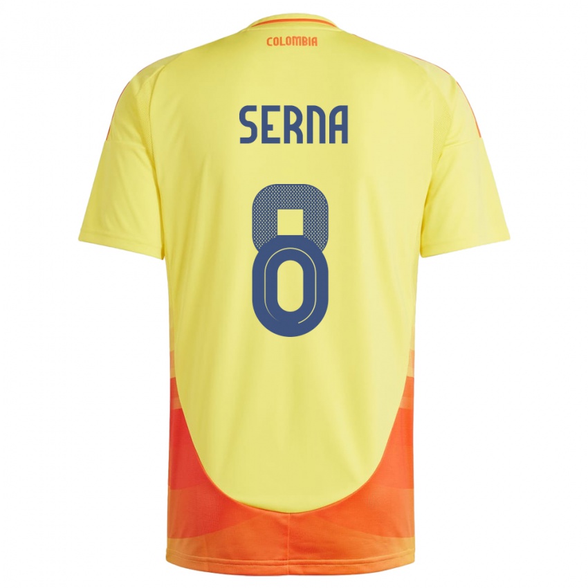 Heren Colombia Liced Serna #8 Geel Thuisshirt Thuistenue 24-26 T-Shirt België