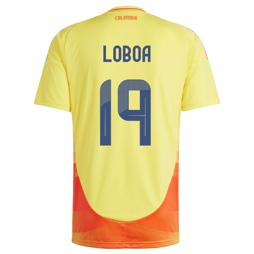 Heren Colombia Valerin Loboa #19 Geel Thuisshirt Thuistenue 24-26 T-Shirt België