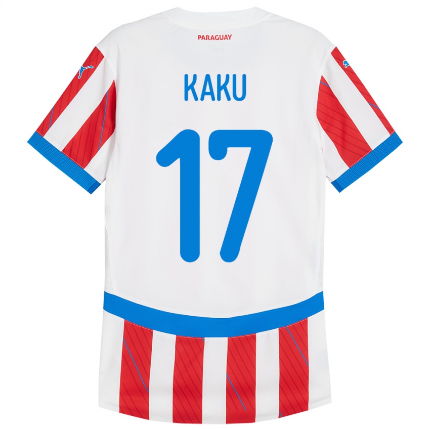 Heren Paraguay Kaku #17 Wit Rood Thuisshirt Thuistenue 24-26 T-Shirt België