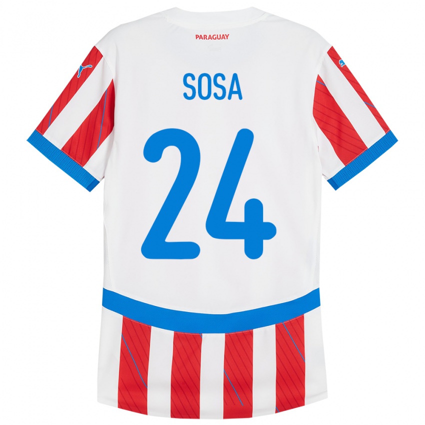 Herren Paraguay Ramón Sosa #24 Weiß Rot Heimtrikot Trikot 24-26 T-Shirt Belgien