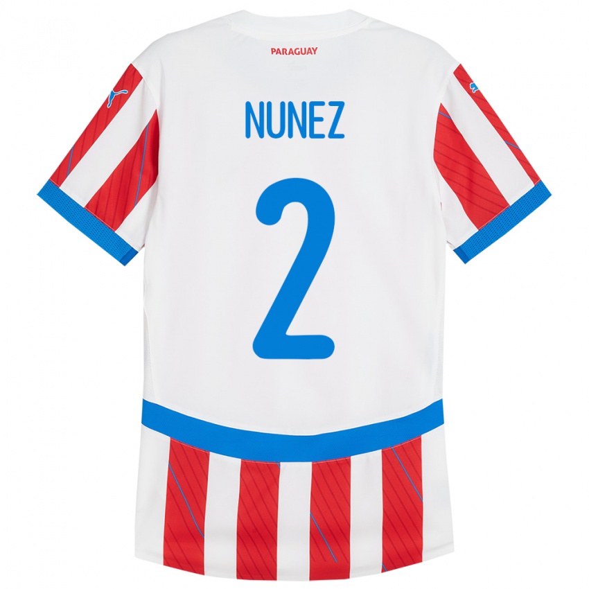 Heren Paraguay Alan Núñez #2 Wit Rood Thuisshirt Thuistenue 24-26 T-Shirt België