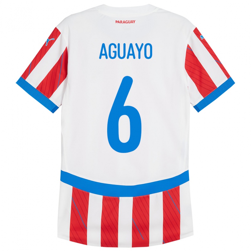 Heren Paraguay Ángel Aguayo #6 Wit Rood Thuisshirt Thuistenue 24-26 T-Shirt België