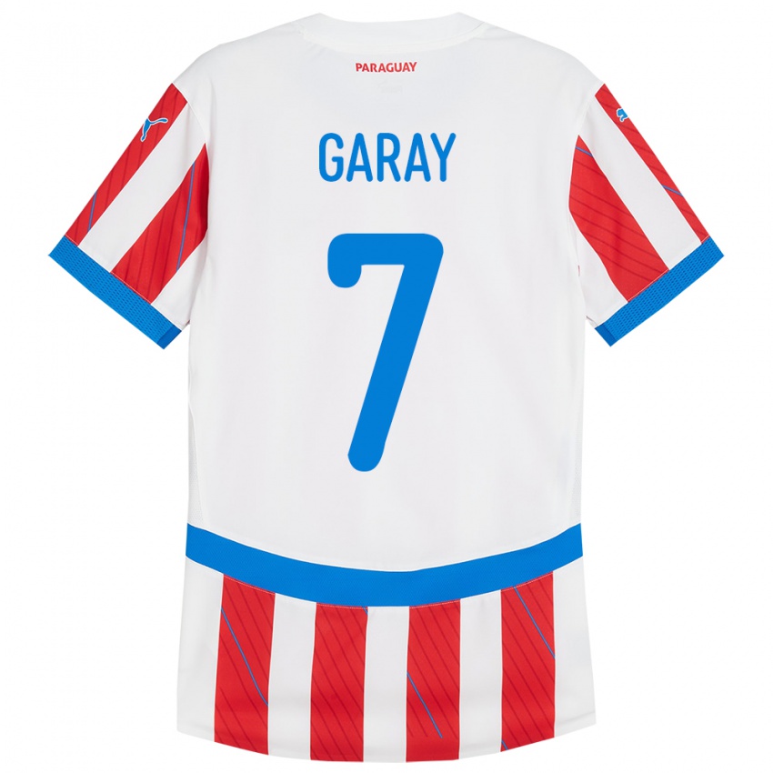 Heren Paraguay Griselda Garay #7 Wit Rood Thuisshirt Thuistenue 24-26 T-Shirt België