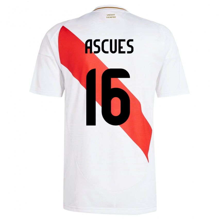 Herren Peru Carlos Ascues #16 Weiß Heimtrikot Trikot 24-26 T-Shirt Belgien