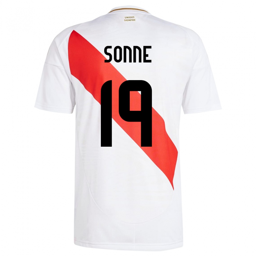 Herren Peru Oliver Sonne #19 Weiß Heimtrikot Trikot 24-26 T-Shirt Belgien