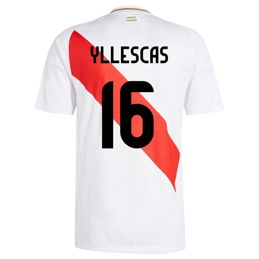 Herren Peru Jhosenffer Yllescas #16 Weiß Heimtrikot Trikot 24-26 T-Shirt Belgien