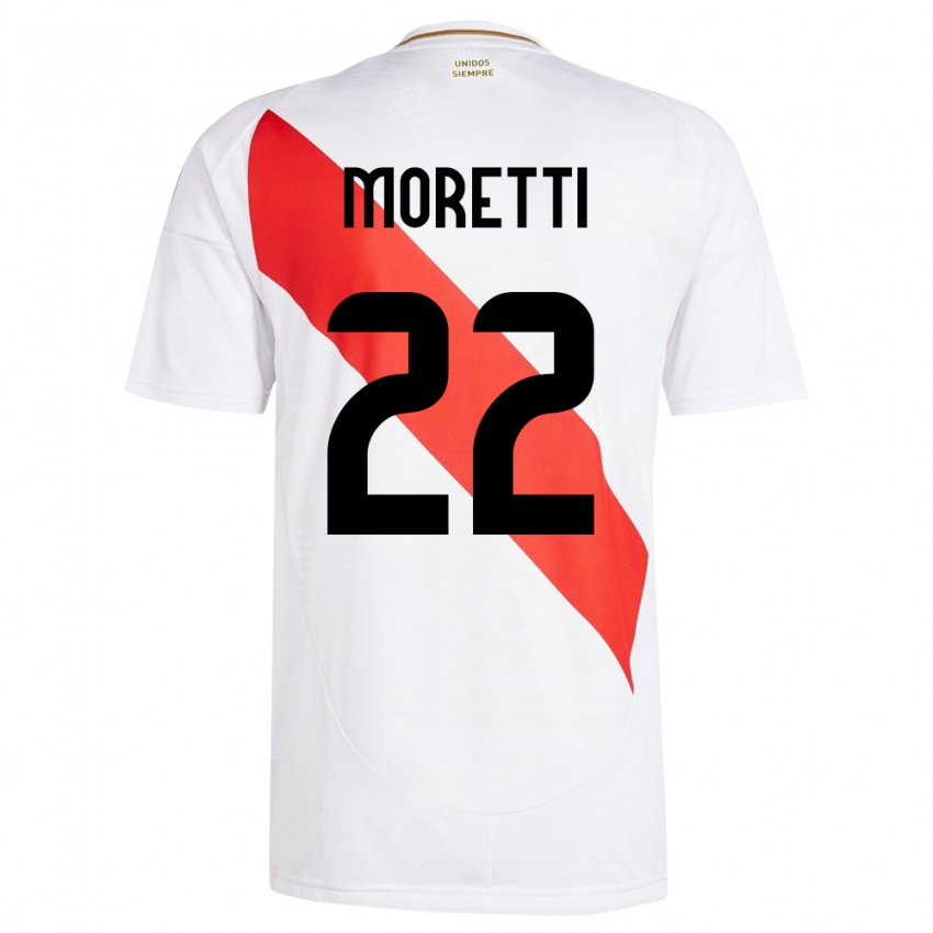 Herren Peru Jair Moretti #22 Weiß Heimtrikot Trikot 24-26 T-Shirt Belgien