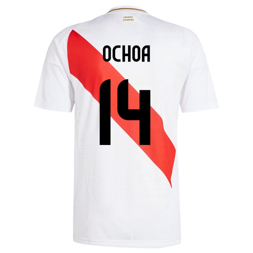 Herren Peru Victoria Ochoa #14 Weiß Heimtrikot Trikot 24-26 T-Shirt Belgien