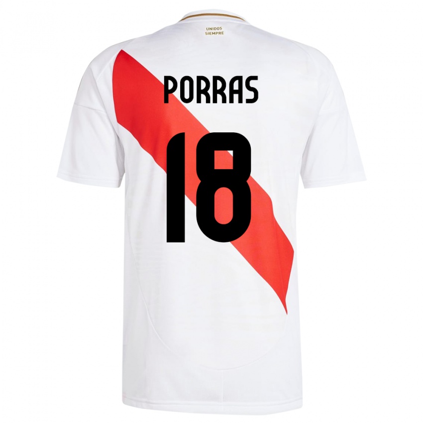 Herren Peru Sashenka Porras #18 Weiß Heimtrikot Trikot 24-26 T-Shirt Belgien