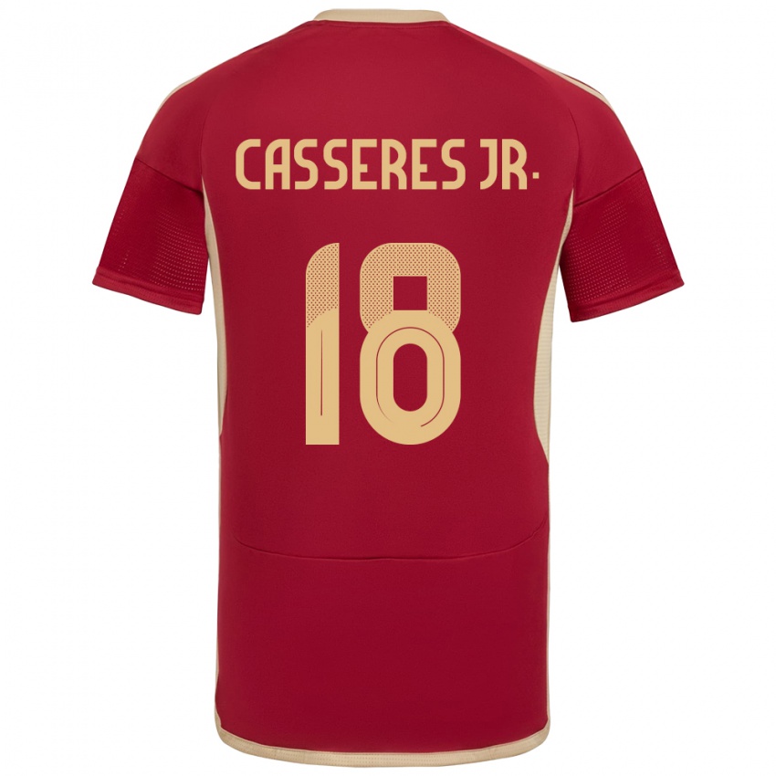 Heren Venezuela Cristian Cásseres Jr. #18 Bourgondië Thuisshirt Thuistenue 24-26 T-Shirt België