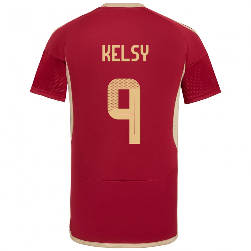 Heren Venezuela Kevin Kelsy #9 Bourgondië Thuisshirt Thuistenue 24-26 T-Shirt België