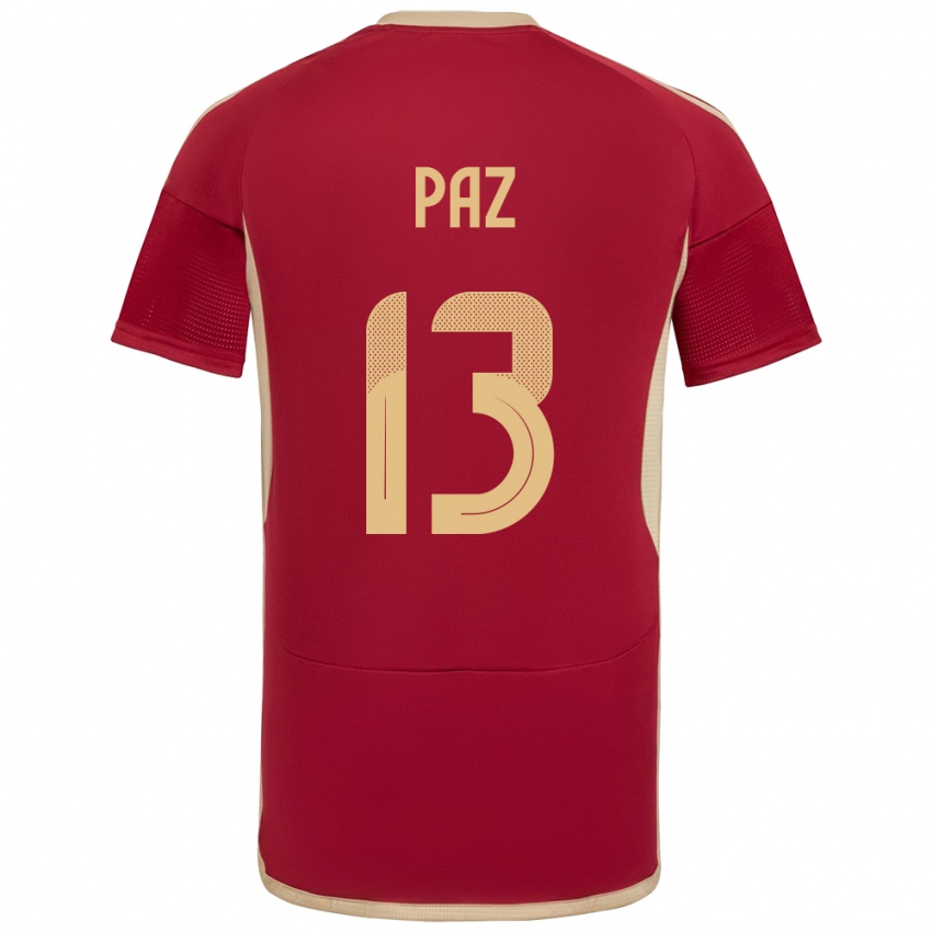 Herren Venezuela Jesús Paz #13 Burgund Heimtrikot Trikot 24-26 T-Shirt Belgien