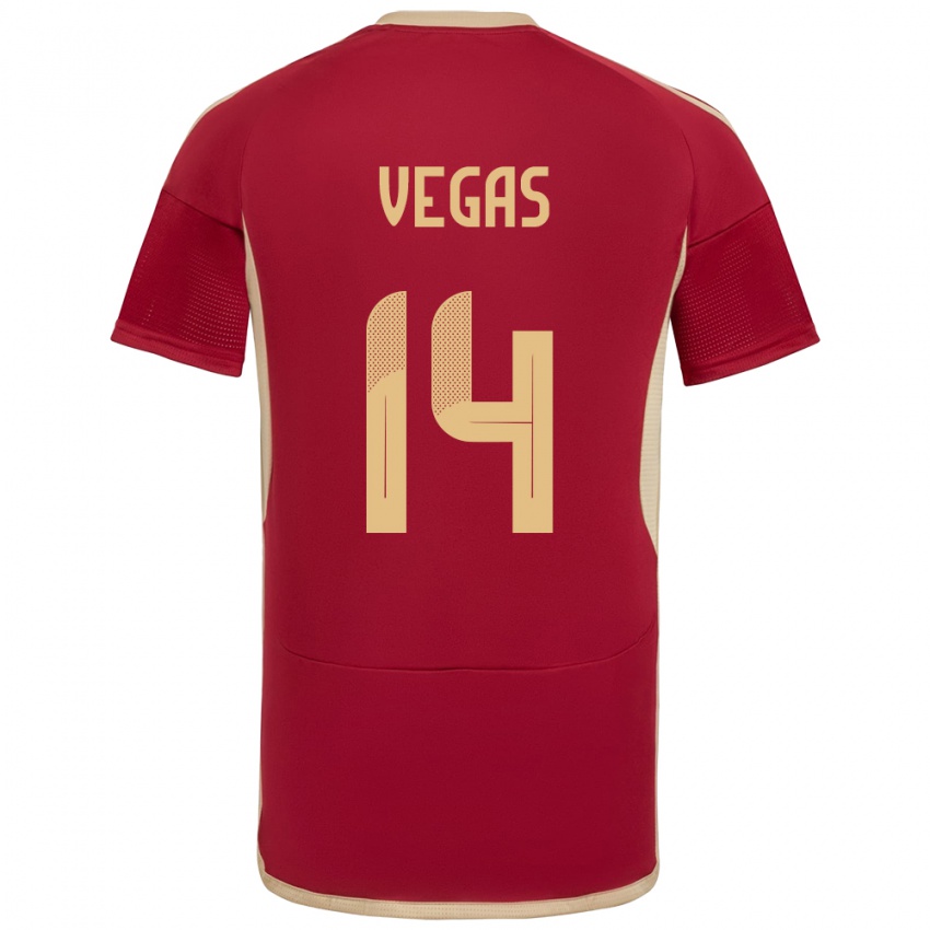 Heren Venezuela Miguel Vegas #14 Bourgondië Thuisshirt Thuistenue 24-26 T-Shirt België