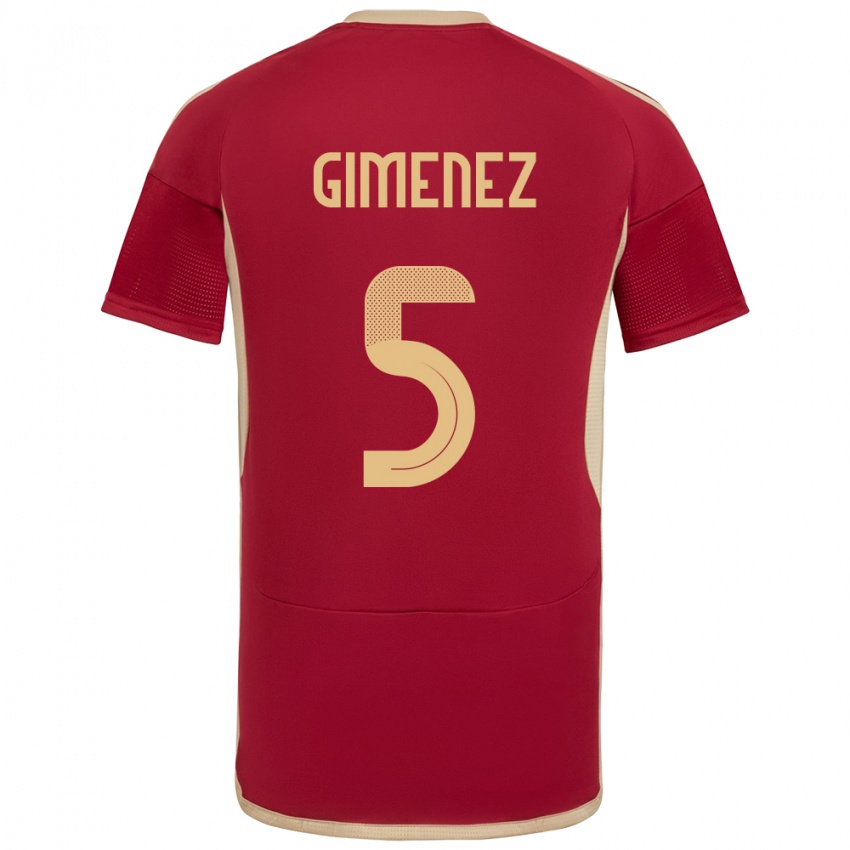 Herren Venezuela Yenifer Giménez #5 Burgund Heimtrikot Trikot 24-26 T-Shirt Belgien