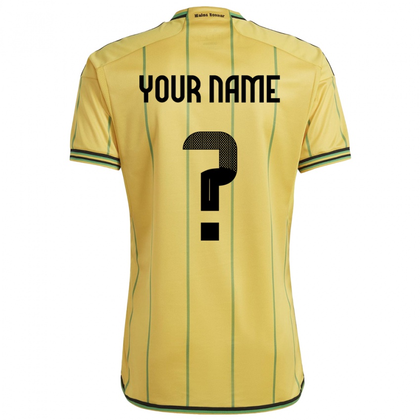 Heren Jamaica Uw Naam #0 Geel Thuisshirt Thuistenue 24-26 T-Shirt België