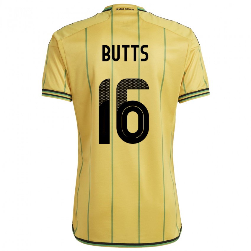 Herren Jamaika Njeri Butts #16 Gelb Heimtrikot Trikot 24-26 T-Shirt Belgien