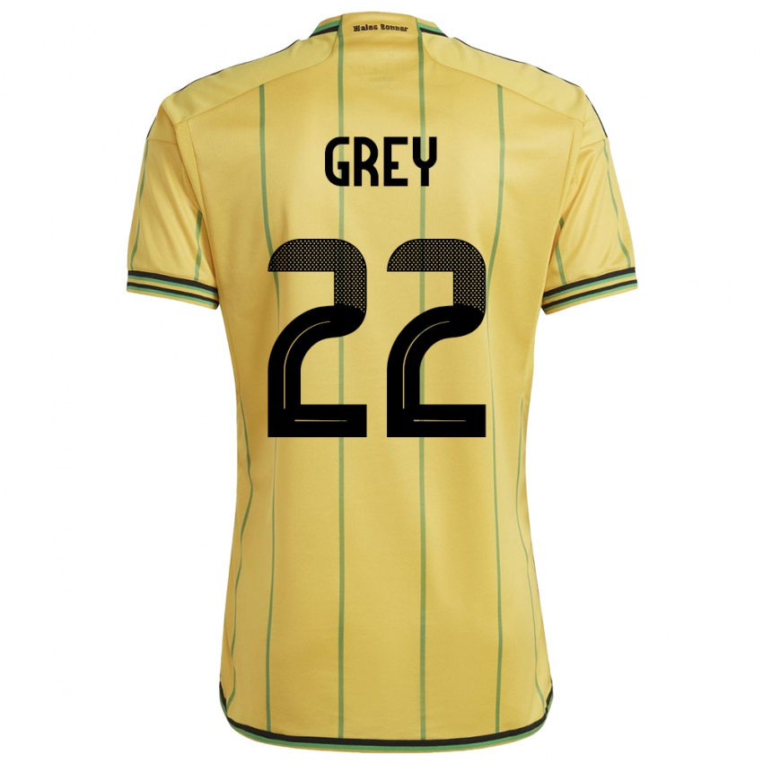 Heren Jamaica Mireya Grey #22 Geel Thuisshirt Thuistenue 24-26 T-Shirt België