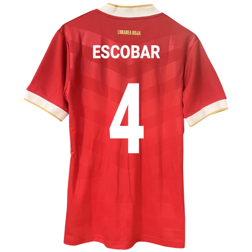 Herren Panama Fidel Escobar #4 Rot Heimtrikot Trikot 24-26 T-Shirt Belgien