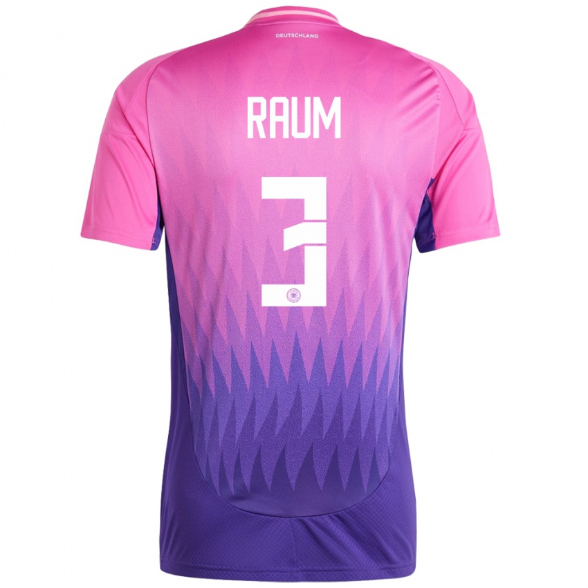 Homme Maillot Allemagne David Raum #3 Rose-Mauve Tenues Extérieur 24-26 T-Shirt Belgique