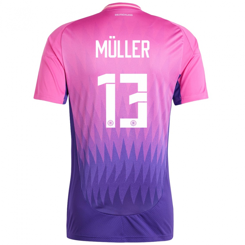 Heren Duitsland Thomas Muller #13 Roze Paars Uitshirt Uittenue 24-26 T-Shirt België