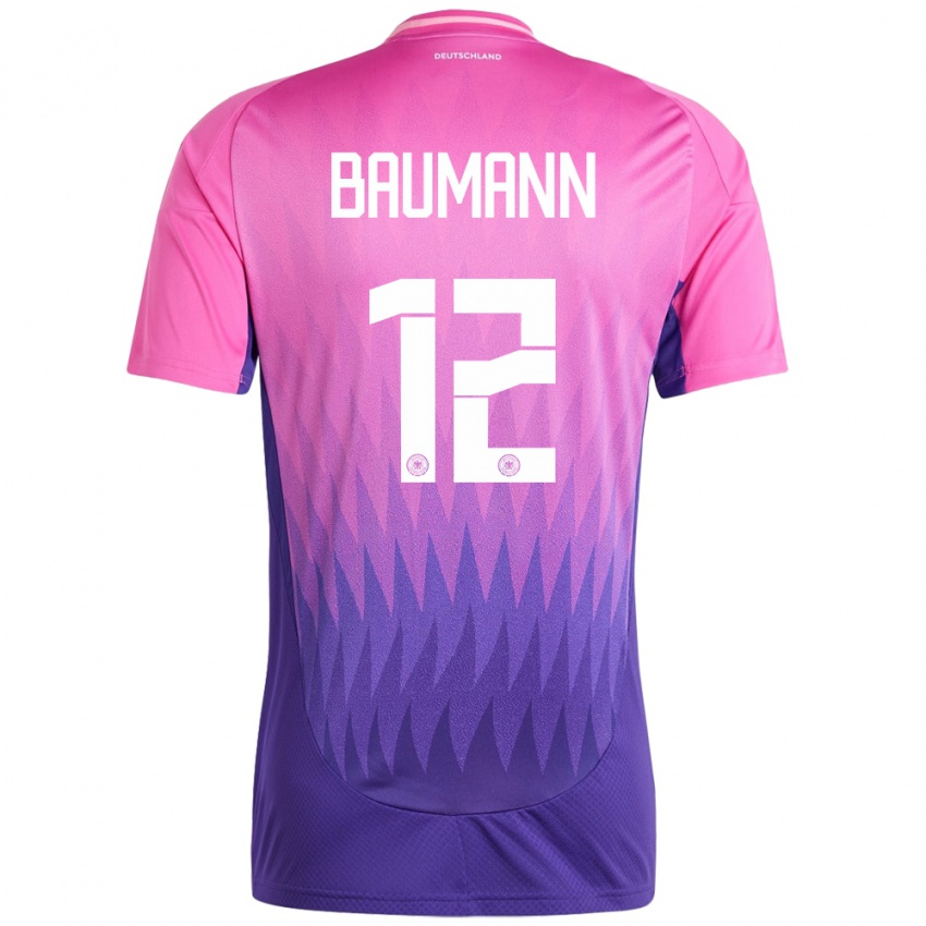 Homme Maillot Allemagne Oliver Baumann #12 Rose-Mauve Tenues Extérieur 24-26 T-Shirt Belgique