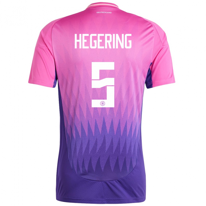 Homme Maillot Allemagne Marina Hegering #5 Rose-Mauve Tenues Extérieur 24-26 T-Shirt Belgique