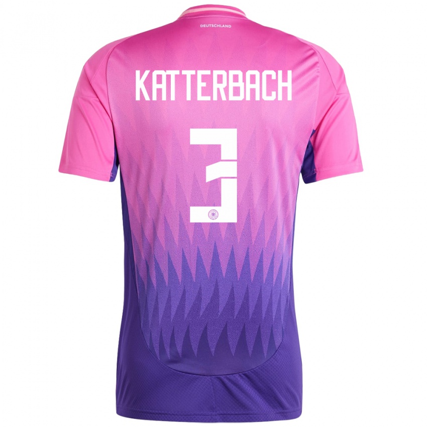 Homme Maillot Allemagne Noah Katterbach #3 Rose-Mauve Tenues Extérieur 24-26 T-Shirt Belgique