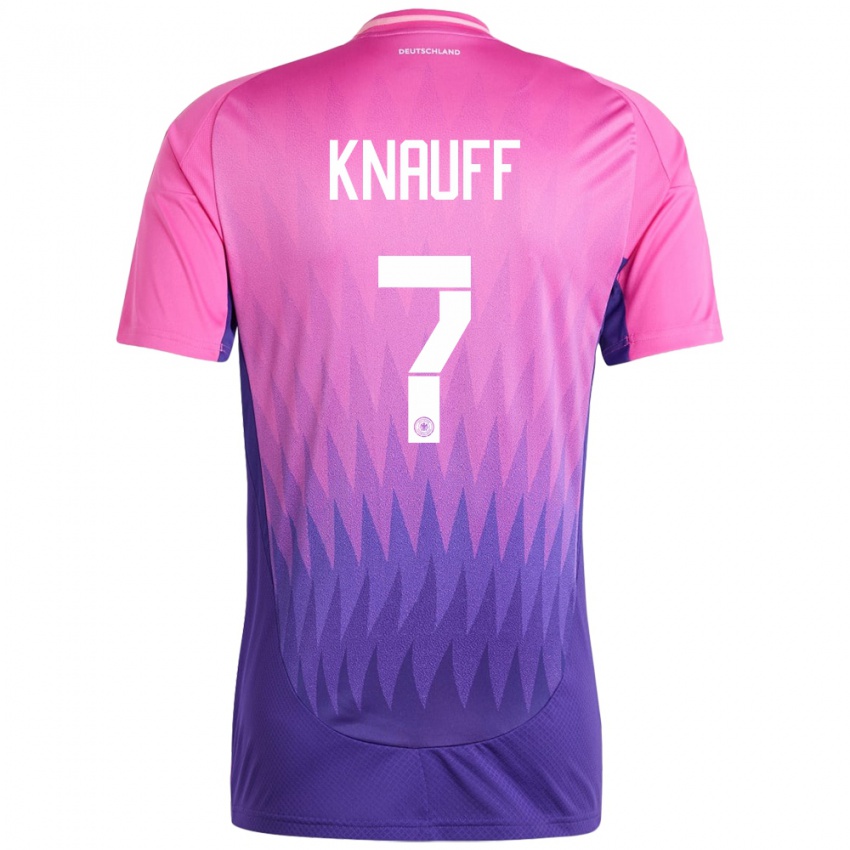 Heren Duitsland Ansgar Knauff #7 Roze Paars Uitshirt Uittenue 24-26 T-Shirt België