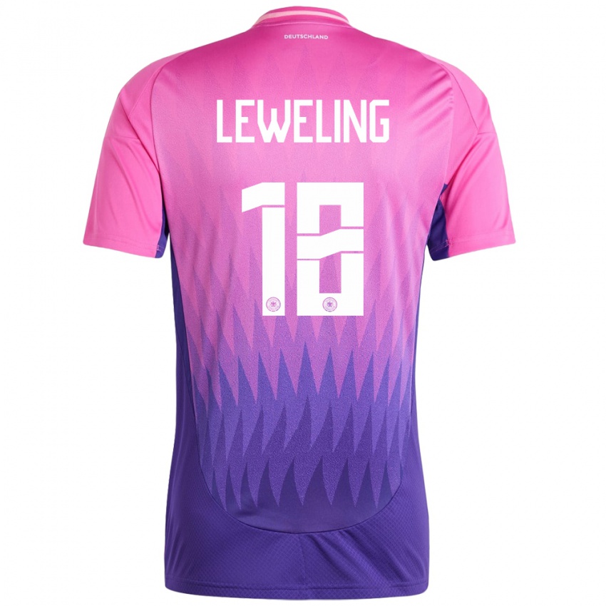 Homme Maillot Allemagne Jamie Leweling #18 Rose-Mauve Tenues Extérieur 24-26 T-Shirt Belgique