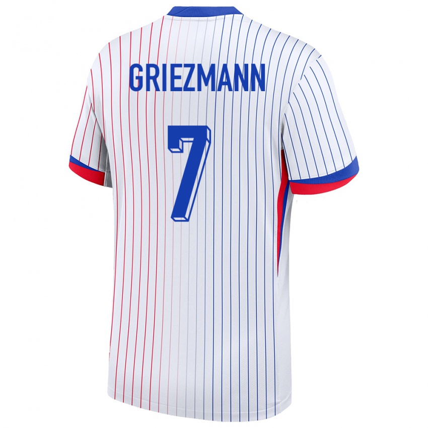 Homme Maillot France Antoine Griezmann #7 Blanc Tenues Extérieur 24-26 T-Shirt Belgique