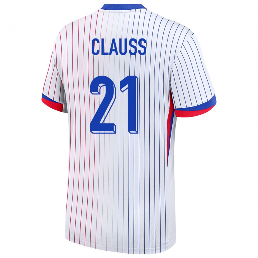 Heren Frankrijk Jonathan Clauss #21 Wit Uitshirt Uittenue 24-26 T-Shirt België