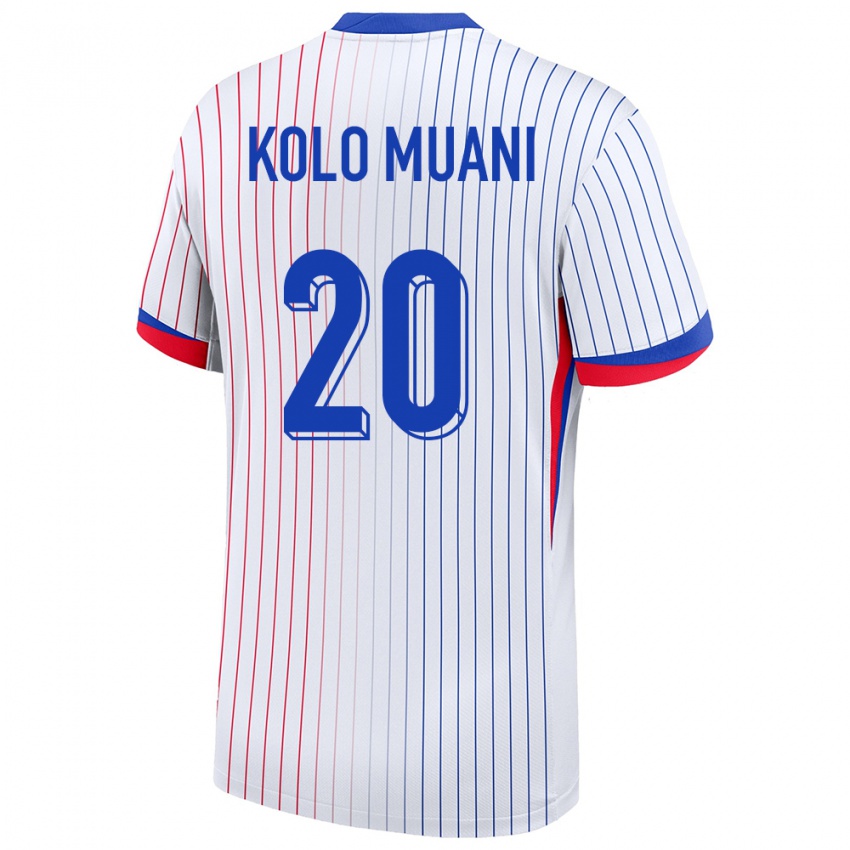 Homme Maillot France Randal Kolo Muani #20 Blanc Tenues Extérieur 24-26 T-Shirt Belgique