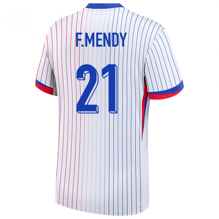Homme Maillot France Ferland Mendy #21 Blanc Tenues Extérieur 24-26 T-Shirt Belgique