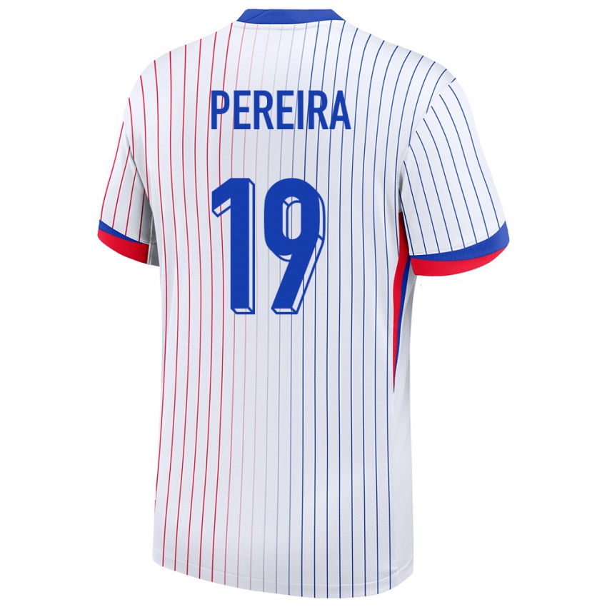 Heren Frankrijk Brayann Pereira #19 Wit Uitshirt Uittenue 24-26 T-Shirt België