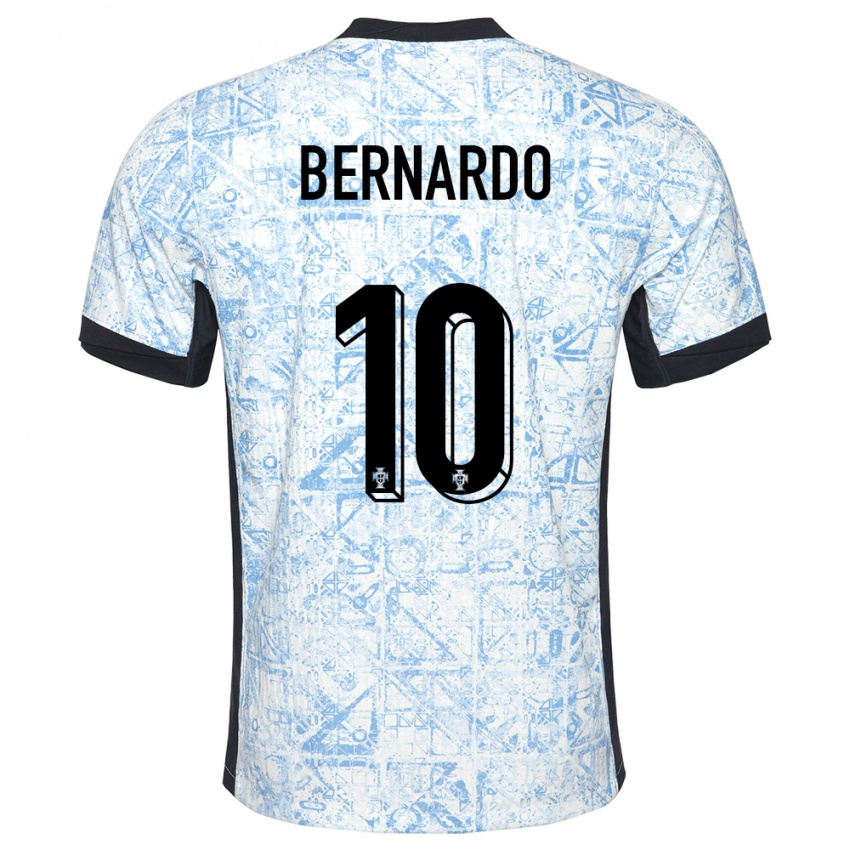 Homme Maillot Portugal Bernardo Silva #10 Bleu Crème Tenues Extérieur 24-26 T-Shirt Belgique