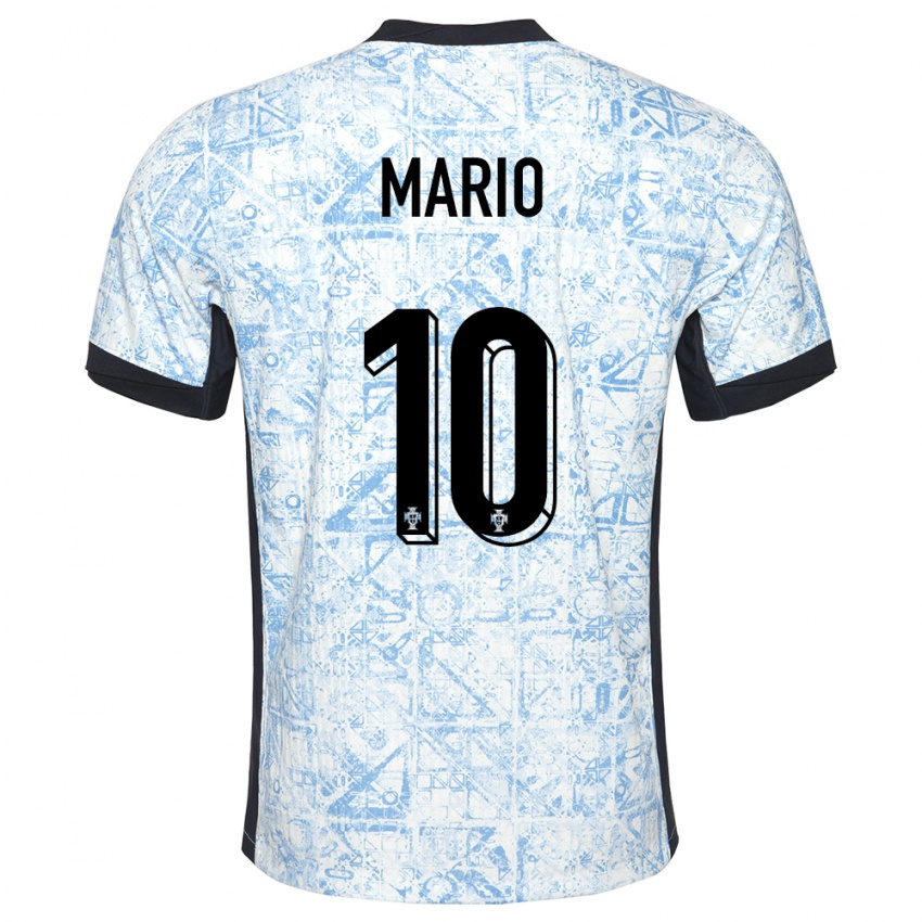 Homme Maillot Portugal Joao Mario #10 Bleu Crème Tenues Extérieur 24-26 T-Shirt Belgique