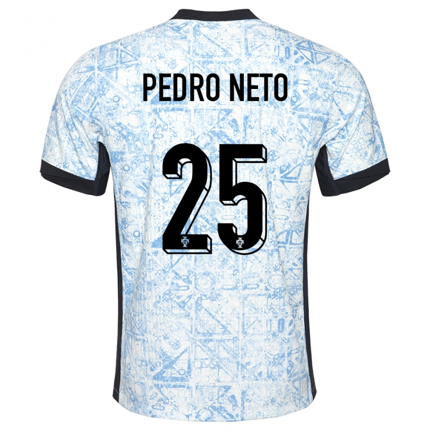 Heren Portugal Pedro Neto #25 Crème Blauw Uitshirt Uittenue 24-26 T-Shirt België