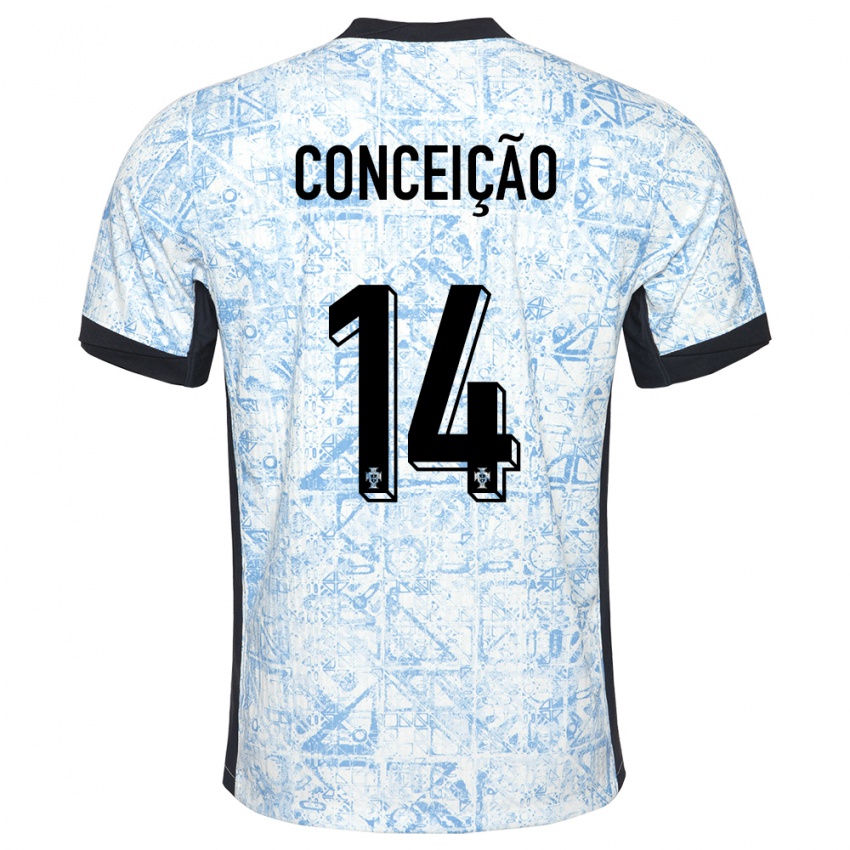 Heren Portugal Rodrigo Conceicao #14 Crème Blauw Uitshirt Uittenue 24-26 T-Shirt België