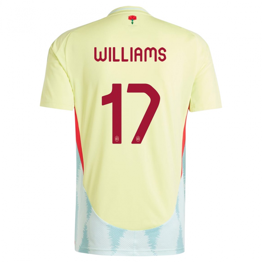 Homme Maillot Espagne Nico Williams #17 Jaune Tenues Extérieur 24-26 T-Shirt Belgique