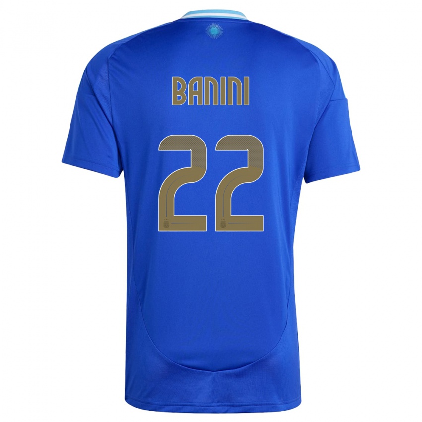 Homme Maillot Argentine Estefania Banini #22 Bleu Tenues Extérieur 24-26 T-Shirt Belgique