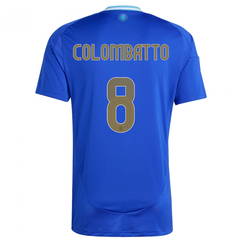 Heren Argentinië Santiago Colombatto #8 Blauw Uitshirt Uittenue 24-26 T-Shirt België