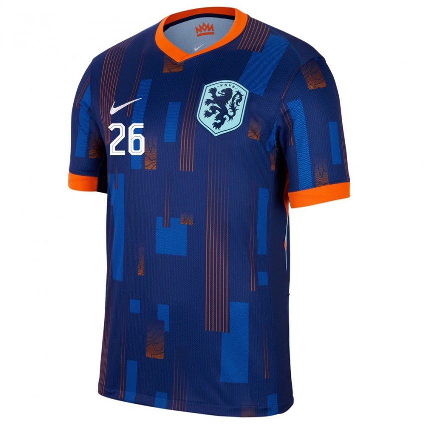 Herren Niederlande Ryan Gravenberch #26 Blau Auswärtstrikot Trikot 24-26 T-Shirt Belgien