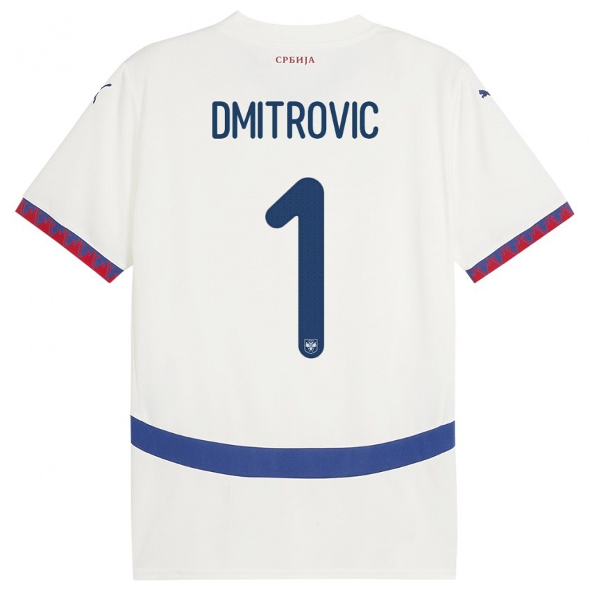 Homme Maillot Serbie Marko Dmitrovic #1 Blanc Tenues Extérieur 24-26 T-Shirt Belgique